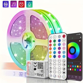 Resim 30m/100ft veya 20m/65ft RGB Akıllı LED Şerit Işıklar, 44 Tuşlu Uzaktan Kumanda & Uygulama Kontrolü, Müzik Senkronizasyonu, Zamanlayıcı, Ayarlanabilir Parlaklık ve Renk Değiştirme Modları, USB Güçlü, Yatak Odası, Oyun Odası, Parti, Noel Dekoru, Oda Aydınlatması, Canlı Işıklar, Kablosuz Uygulama Kontrolü, Ev Aydınlatması, Dinamik Işıklar, Yüksek Kaliteli LED'ler, Uzaktan Kumandalı Işıklar, Parti Planlamacılar İçin 