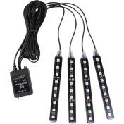 Resim Araç Içi Aydınlatma Kumandalı 12 LED Ayak Altı LED Ambiyans Işığı Sese Duyarlı Kumandalı 