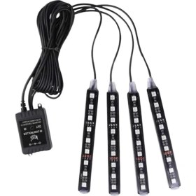 Resim Araç Içi Aydınlatma Kumandalı 12 LED Ayak Altı LED Ambiyans Işığı Sese Duyarlı Kumandalı 