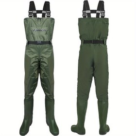 Resim Kalınlaştırılmış waders, dayanıklı balıkçı pantolonları içeren unisex balıkçılık önlüğü kıyafeti, açık hava balıkçılığı ve hatta Lotus kökleri kazmak için mükemmel, kamp için de harika, yaz için uygun, harika bir Babalar Günü hediyesi 