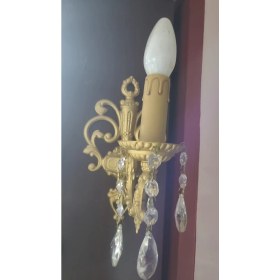 Resim 24X24CM Metal Vintage Aplik Süslemeli Duvar Lamba Mutlu 1 Adet 