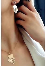 Resim Italyan Tasarımı 925 Ayar Gümüş Rose Kurukafa Figürlü Gümüş Set T 