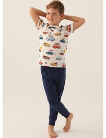 Resim Rolypoly Roly Poly 3358 Surf's Up Erkek Çocuk Pijama Takımı Krem 