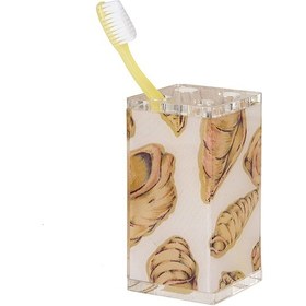 Resim Diş Fırçalık Kumaş İstiridye Desenli Akrilik Siyah 