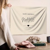 Resim 1 adet Özel Olarak Mutlu Doğum Günü Bayrağı - Kişiselleştirilmiş İsim ve Tarih, Bohem Tarzı Polyester Duvar Dekorasyonu, Minimalist Estetik Kumaş Arka Planı İçin Kapalı/Açık Törenler, Aile Partileri, Düğünler, Vaftizler, Noel, Şükran Günü - Tüm Mevsimler İçin Mükemmel Hediye, Doğum Günü Partisi Dekorasyonları 
