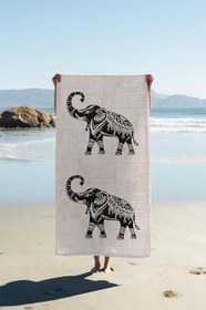Resim Dijital Baskı Plaj Deniz Havlusu Fil Desenli Peştamal HVL0132 