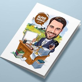 Resim Ceo Erkek Karikatürlü Tebrik Kartı 
