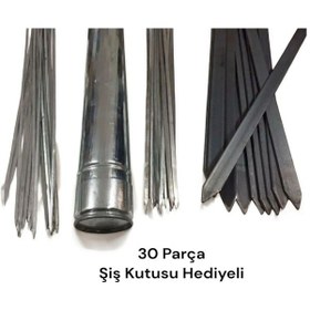 Resim 30 Parça Mangal Seti- 10 Adana Kebap Şiş Silme Sac,10 Kuşbaşı Şişi,10 Ciğer Şiş Şiş Kutusu Hediyeli 