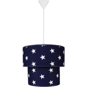 Resim Şenay Aydınlatma Çocuk Odası Ikili Silindir Kumaş Avize Sarkıt-Lacivert Yıldız 