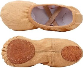 Resim Rosefinch Kızlar için Bale Ayakkabıları Bölünmüş Taban Tuval Çocuklar Düz Yumuşak Jimnastik Dans Terliği 