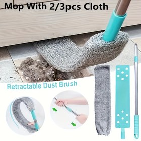 Resim 1 set, Yıkanabilir Yatak Altı Temizleme Tozu, Değiştirilebilir Bez Kapak, Geri Çekilebilir Çatlak Toz Temizleme Fırçası, Zemin Toz Fırçası, Dayanıklı Esnek Toz Fırçası, Koltuk Yatak ve Mobilya Altı için Mükemmel, Temizlik Malzemeleri, Temizlik Aracı 