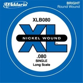 Resim D'Addario XLB080 XL Nickel Wound Bas Gitar Tek Teli ($0.080$ İnç) | A/La Teli Standardı, Güçlü Bas Projeksiyonu, Esnek Tansiyon ve Karakteristik Parlak Nikel Tınısı 