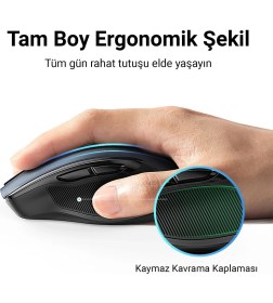 Resim UGREEN 4000 DPI Dual Mode 2.4GHz Kablosuz ve Bluetooth Sessiz Optik Mouse, 90855 