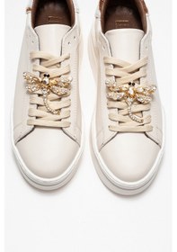 Resim Luvishoes Luvi Shoes Laren Ekru Cilt Hakiki Deri Tokalı Kadın Günlük Spor Ayakkabı Ekru 