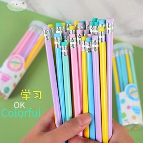 Resim 30 Adet Canlı Macaron HB Ahşap Kalemler, 1.0-1.9mm Kurşun, Karışık Renkler - Okul Malzemeleri & Yazı Temel Malzemeleri İçin İdeal, Macaron Ambalajı 