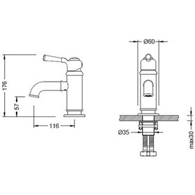 Resim Bocchi Burlington 1004-0001-AB Lavabo Bataryası Antik Siyah 