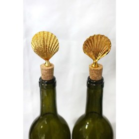 Resim Jenisa Altın Istiridye 2 Adet Mantar Tıpa - Şarap Yağdanlık Şişe 