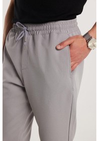 Resim Tudors Erkek Beli Lastikli Bağcıklı Jogger Gri Pantolon Rahat Kesim Yan Cepli-33183 Gri 