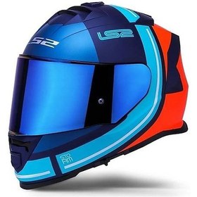 Resim Ls2 Storm 2 Slant Mat Mavi Turuncu Kapalı Motosiklet Kaskı Mavi Camlı Mavi - Turuncu 