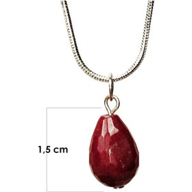 Resim Yakut Doğal Taşı Zincirli El Yapımı Kolye Uç: 1,5 Cm Zincir: 20 Cm Kutulu Çok renkli 