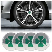 Resim Sones 4'ü 1 Arada Araba Dört Yapraklı Yonca Desenli Tekerlek Göbeği Dekoratif Çıkartma Gümüş, Çap: 5.8cm 