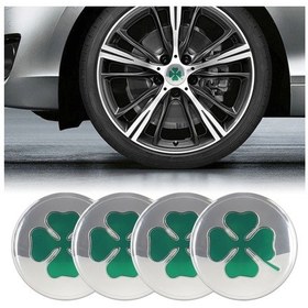 Resim Sones 4'ü 1 Arada Araba Dört Yapraklı Yonca Desenli Tekerlek Göbeği Dekoratif Çıkartma Gümüş, Çap: 5.8cm 