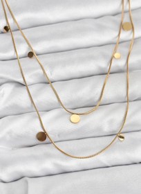 Resim NETWORK ART 316L Çelik Zincir Gold Renk Pullu Kadın Kolye - Lisinya 