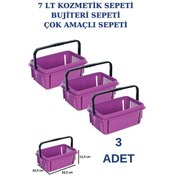 Resim 3 adet 7 Litre Kozmetik Sepeti Bijuteri Sepeti Kırtasiye Sepeti 
