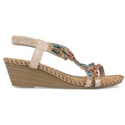 Resim Guja 25y151-6 Kadın Taşlı Dolgu Topuk Sandalet Bej Bej 