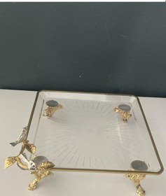 Resim Selim Dekor Kuşlu Kare Büyük Sunum 24x24x7 Cm 