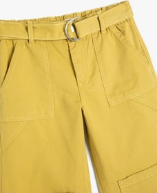 Resim Koton Kemerli Kot Pantolon Bol Paça Kargo Cepli Pamuklu Haki 4skg40086ad Haki 