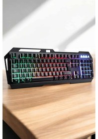 Resim Q Klavye Rgb Işıklı Klavye Ve Mouse Seti Kablolu Mouse Hediyeliş - Lisinya 71183015 
