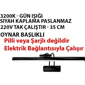 Resim 35 cm Mat Siyah Gün Işığı Banyo Duvar Ayna Tablo Aydınlatması Flüt Aplik Kuğu Aplik Ledli Aplik 