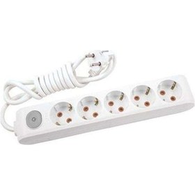 Resim Viko 5'li Anahtarlı Priz 3x1,5 mm Uzatma Beyaz 15 MT 