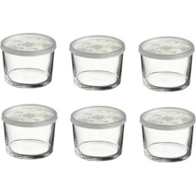 Resim 6'lı Kapaklı Cam Saklama Kabı, 220CC, Beyaz, Kahvaltılık Seti 