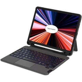 Resim Fogy Ipad Pro 12.9" 2021.2022 5. 6 Nesil Uyumlu M1,m2 Klavye Mag Touchpad Klavyeli Standlı Kılıf 