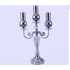 Resim Mim Gümüş 3 Kollu Kristal Şamdan Gümüş 