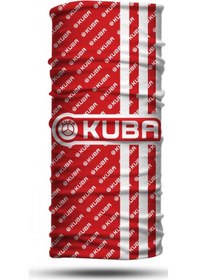 Resim Motogaj Kuba Desenli Kırmızı Beyaz Bandana Buff 