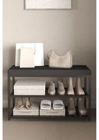 Resim Aju Ayakkabılık Puflu Süngerli Oturaklı Metal Ayakkabı Rafı Modern Vestiyer Baklavalı Metal Tasarım 