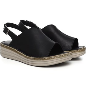 Resim Gönderi(r) Kadın Siyah Dolgu Topuk Hakiki Deri Comfort Sandalet 