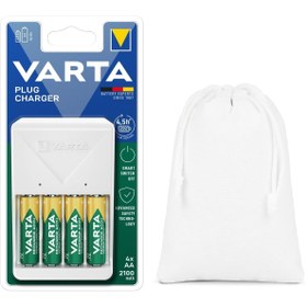 Resim Varta Plug (beyaz) Şarj Cihazı+4x2100mah Aa Şarj Edilebilir Kalem Pil+saklama Kılıfı 