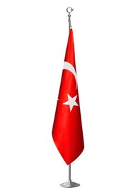 Resim Türk Makam Bayrağı Krom Kaplı Direk ve Simsiz Bayrak Seti 