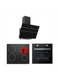 Resim Esty AEF6603B02 - AVO8210B01 - 3473 Siyah Cam Ankastre Set 