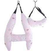 Resim Baş Desteği İle H Şeklinde Araba Uyku Yastığı Araba Koltuğu Desteği İç Açık Kırmızı Tavşan 