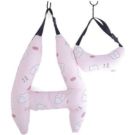 Resim Baş Desteği İle H Şeklinde Araba Uyku Yastığı Araba Koltuğu Desteği İç Açık Kırmızı Tavşan 