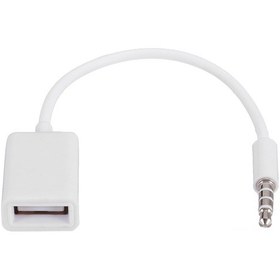 Resim Monyee 3.5mm Erkekden Usb 2.0 Dişene Aux Adaptör Kablosu - Araçlarda Mp3 Çalma Fonksiyonu - Beyaz 15cm 