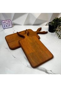 Resim Ahşap Geyik 2li Sunum Kesme Tahtasi Ahşap 