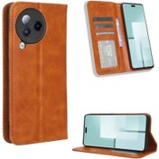 Resim Xiaomi Civi 3 Manyetik Toka Retro Doku Deri Telefon Kılıfı İçin 
