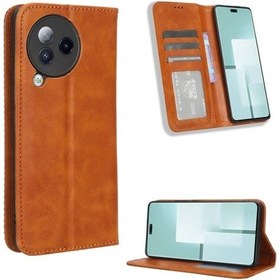 Resim Xiaomi Civi 3 Manyetik Toka Retro Doku Deri Telefon Kılıfı İçin 