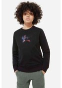 Resim Sao Anime Baskılı Unisex Çocuk Siyah Sweatshirt Siyah 